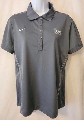 Camisa de golf para mujer Nike Dri-Fit grande deportiva gris manga corta abotonada Foto 1 de 4