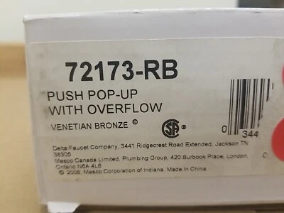 Delta 72173-RB Push Pop-Up con desbordamiento en bronce veneciano Foto 1 de 4