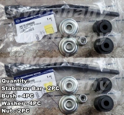 Front Link Stabilizer Bar Set LH & RH (Bar Bush Washer Nut: Total 12P) Ssangyong - Image 1 of 4