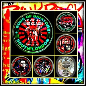 THE CLASH COMBAT ROCK ALBUM COVERS SET πΈ LOT OF 5 KEYCHAINS - Picture 1 of 7