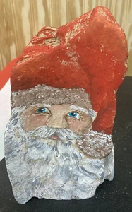 Driftwood Santa Claus Wood 2022 Hand painted signed dated Heavy Christmas - Picture 1 of 12