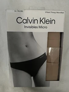 NEW Calvin Klein Invisible No Panty Line Thong 3 Pack Nude Size XLARGE QD3558 - Picture 1 of 6