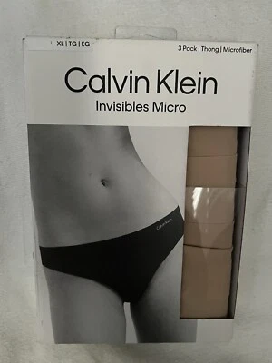 NEW Calvin Klein Invisible No Panty Line Thong 3 Pack Nude Size XLARGE QD3558 - Image 1 of 4