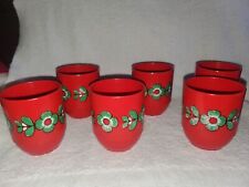 EMSA west germany Cups Set Of 6 Red with green and white flowers READ 