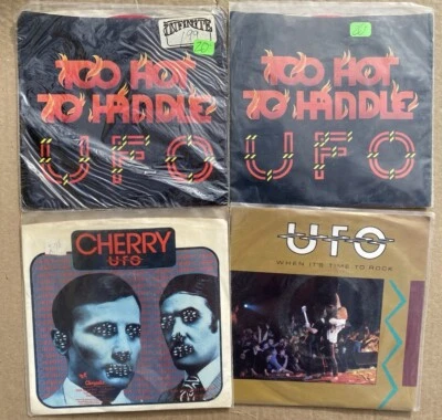 4 UFO 7" Record LOT Too Hot to Handle Red / Cherry wlp/PS & When it sTime Rock - Image 1 of 4