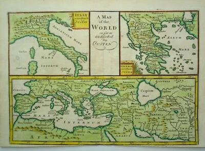 Mapa antiguo del mundo antiguo de Herman Moll 1705 Foto 1 de 3