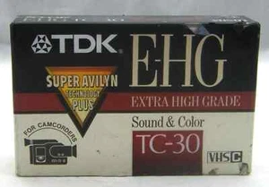 Video Cassette TDK TC-30 EHG VHS-C Hecho en Japón Extra Alto Grado Nuevo Sellado - Imagen 1 de 2