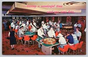 Cartolina Las Vegas Nevada gioco d'azzardo casinò poker roulette augurio che tu fossi qui anni 60 - Foto 1 di 2