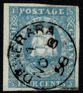 1853 British Guiana 4c Blue SG19 4m Crisp DEMERARA CDS Superb Cat. £800.00 - Picture 1 of 1