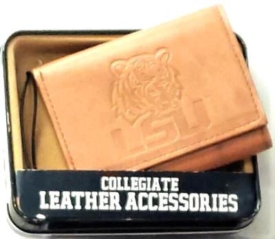 LSU Tigers Embossed Leather Tri-Fold Wallet Tan New Rico Industries - Image 1 of 4