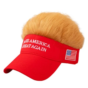 Trump Hat with Hair Wigs Half Hat Adjustable Make America Great Again for Summer - Picture 1 of 12