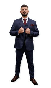 Men's Peaky Blinders Tweed Check Shelby 3 Piece Suit Chest 34" Waist 30" - Picture 1 of 12