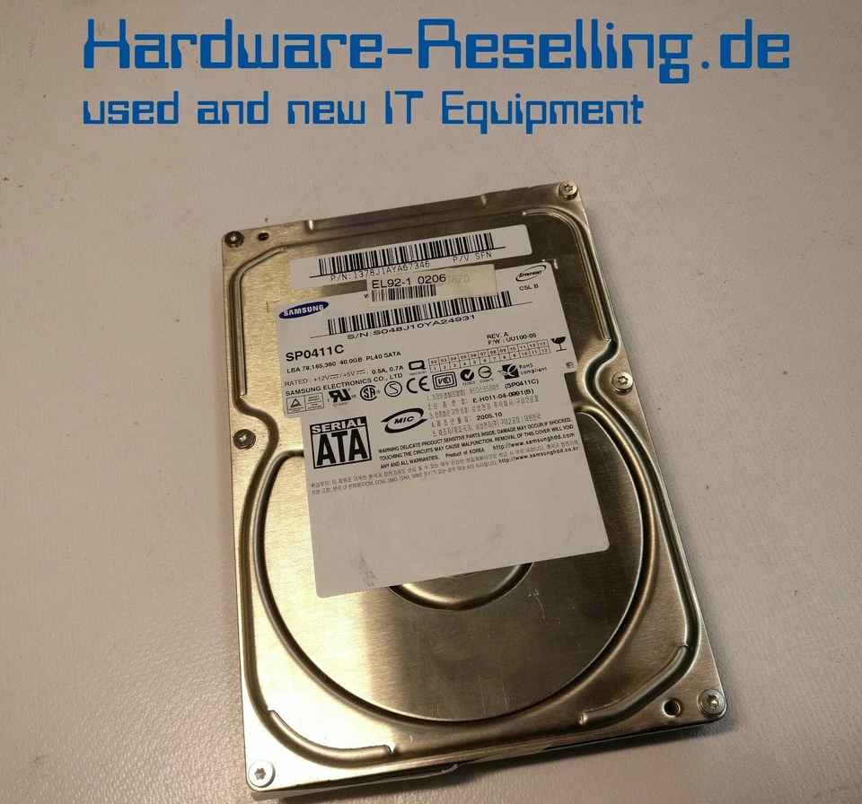 Samsung 40GB 7200RPM 3,5" SATA HDD SP0411C 1378J1AYA67346 - Imagen 1 de 1