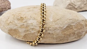 14 Kt Gelbgold Gliederarmband - Karabinerverschluss - Glied 7,10" lang halbmassiv * - Bild 1 von 8