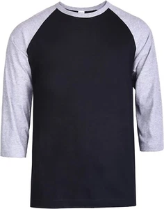 TOP PRO Men's 3/4 Sleeve Casual Raglan Jersey Baseball Tee Shirt (3XL/ H.GR/BLK) - Picture 1 of 1