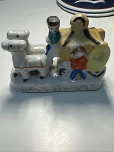 Vintage Keramik Figur Japan Mann & Frau mit Pferd & Kutsche UNIKAT - Bild 1 von 14