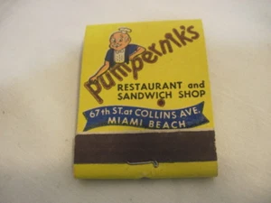 VINTAGE PUMPERNIKS RESTURANT & SANDWICH SAFTEY MATCHBOOK MATCHES ADVERTISING - Picture 1 of 3