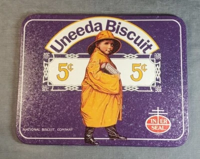 Letrero Bristolware Uneeda Biscuit National Biscuit Co., 8 3/8" x 6 1/2", usado en excelente estado Foto 1 de 3