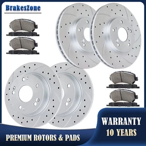 ​Front and Rear Brake Rotors Pads Kit fit for Honda Accord LX 2008-2017 Slotted - Picture 1 of 7