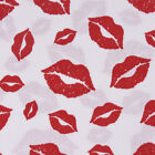 Tessuto Cotone Bacio Bianco Rosso 1,6m Larghezza