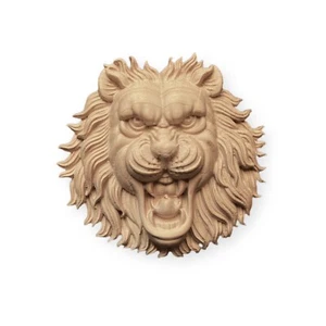Lion Head Rosette /Aplique 5" x 5-1/4". Cherry, Mahogany, Hard Maple... - Picture 1 of 4