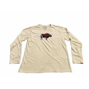 Columbia Sportswear Mens Beige Sheep Print Long Sleeve Tee T-Shirt Size L LARGE - Picture 1 of 7