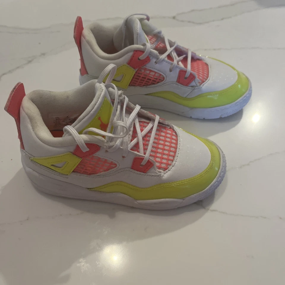 Zapatos deportivos Air Jordan 4 Retro SE para niños pequeños 'Lemon Venom' CV7807 100 - Talla 10C Foto 1 de 4