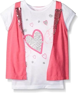 NEW DREAMSTAR girls slub vest and t shirt 2 Pc 5 kids sequins glitter NWT AEM6 - Picture 1 of 2