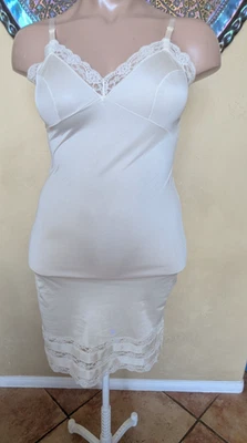Luxurious Ivory Silky Soft Nylon Lace Full Slip Lingerie Size 38" - Image 1 of 4