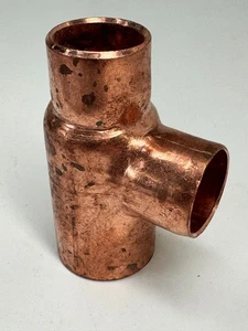 EPC Reducing Tee 1" x 3/4" x 3/4" CTS Solder Joint Copper Sweat Fitting - Picture 1 of 8