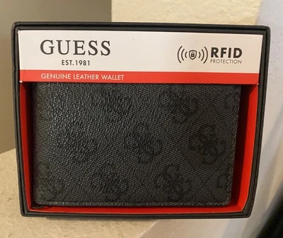 Men’s Guess Black Wallet. New In Box. India.  RFID. - Image 1 of 4
