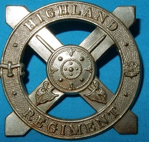 GENUINE HIGHLAND REGIMENT GLENGARRY CAP BADGE BRITISH MILITARY - 2 LUGS - Picture 1 of 2