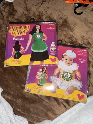 Par de disfraces de mamá y yo 1 mamá y 1 niño barista/capuchino Cutie 6-12 meses Foto 1 de 4