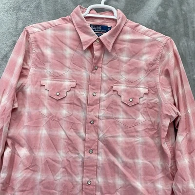 Camisa Polo Ralph Lauren Vintage Hombres Grande Mezcla Lana Solapa Western Sombra Cuadros Foto 1 de 4