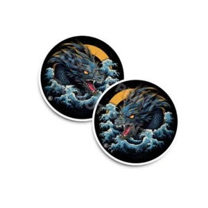 Tattoo Art Japanese Dragon Circle Decals Stickers Artistic Drake Worm - Set of 2 - Picture 1 of 4