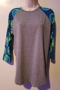 Camicia KERMIT THE FROG LuLaRoe Randy Disney taglia MEDIA stampa maniche grigio corpo - Foto 1 di 10