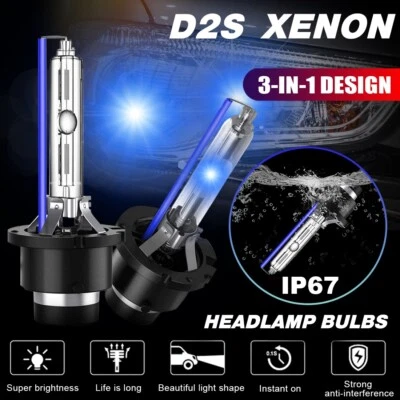 2x D2S 35W 8000K HID Xenon Replacement Low/High Beam Headlight Lamp Bulbs Blue - Image 1 of 4