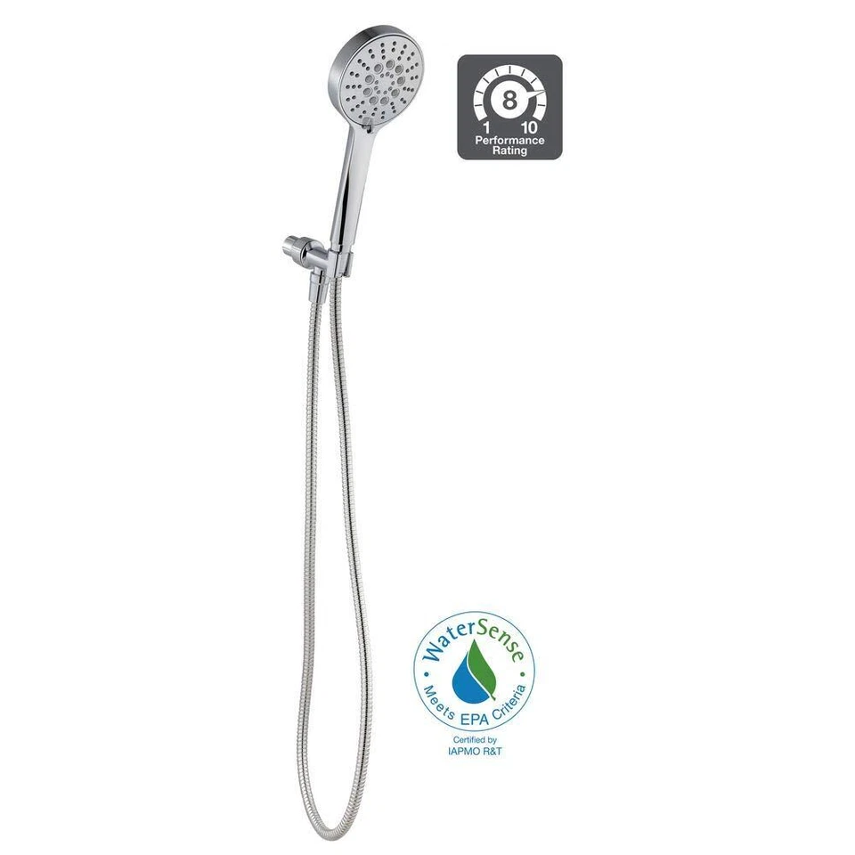 Glacier Bay Modern 6-spray Handheld Showerhead Kit With Pause Feature in Chrome