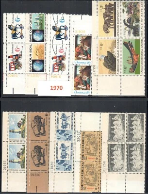 USA 1970 MNH 23 Plate Blocks with Definitives - Image 1 of 2