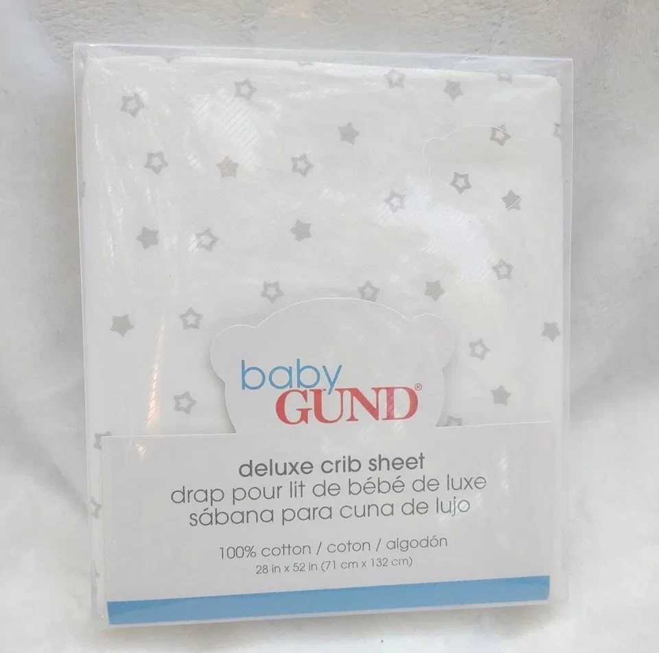 Sábana Cuna Baby Gund Deluxe 28"x52" 100% Algodón Patrón Estrellado Foto 1 de 4