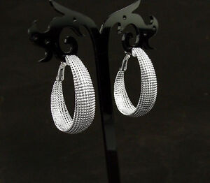 Women 925  Silver Dangle Hoop Earrings Charm Gift Xmas Crystal Jewellery