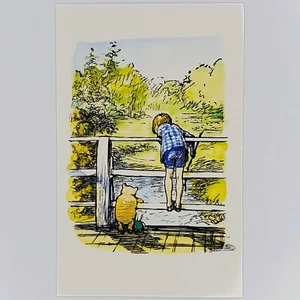 Classic Winnie the Pooh Postcard Piglet Christopher Robin Pooh Sticks Disney - Picture 1 of 2