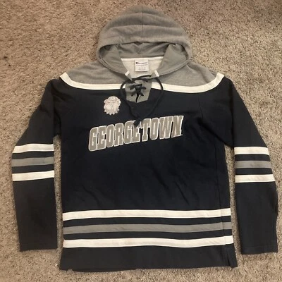 Georgetown University Hoyas Champion Pullover Sudadera con Capucha L Estilo Hockey Foto 1 de 4