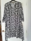 George Black And White Shirt Dress Size 20 Has Belt And Frill Round Bottom