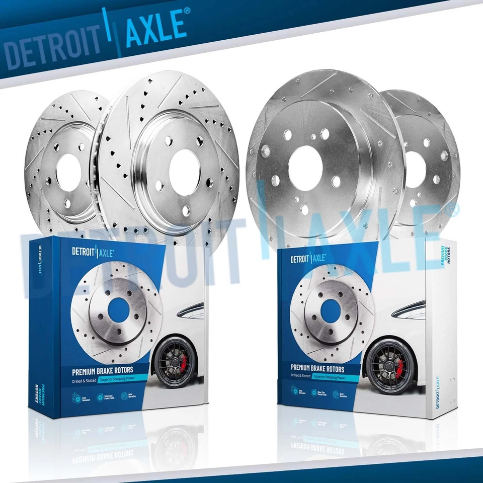 Kit de rotores de freno delanteros traseros perforados y ranurados aptos para Toyota Prius V 2012-2018 Foto 1 de 4