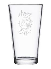 Easter Bunny with Flowers - Laser Engraved Pint Glass for Beer, 16 oz. Spring