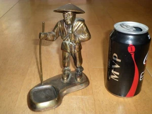 [RUSSWOOD BRAND], ASIAN MAN FIGURINE, SOLID CAST BRONZE METAL STATUE,1960's yrs - Picture 1 of 12