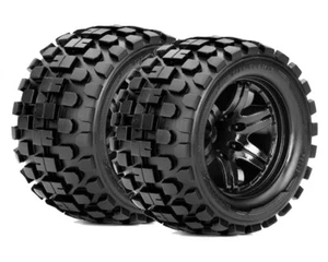 Roapex Reifen 1/10 Monster Truck montiert 1/2 offset Schwarz Felgen 12mm Hex ... - Bild 1 von 1