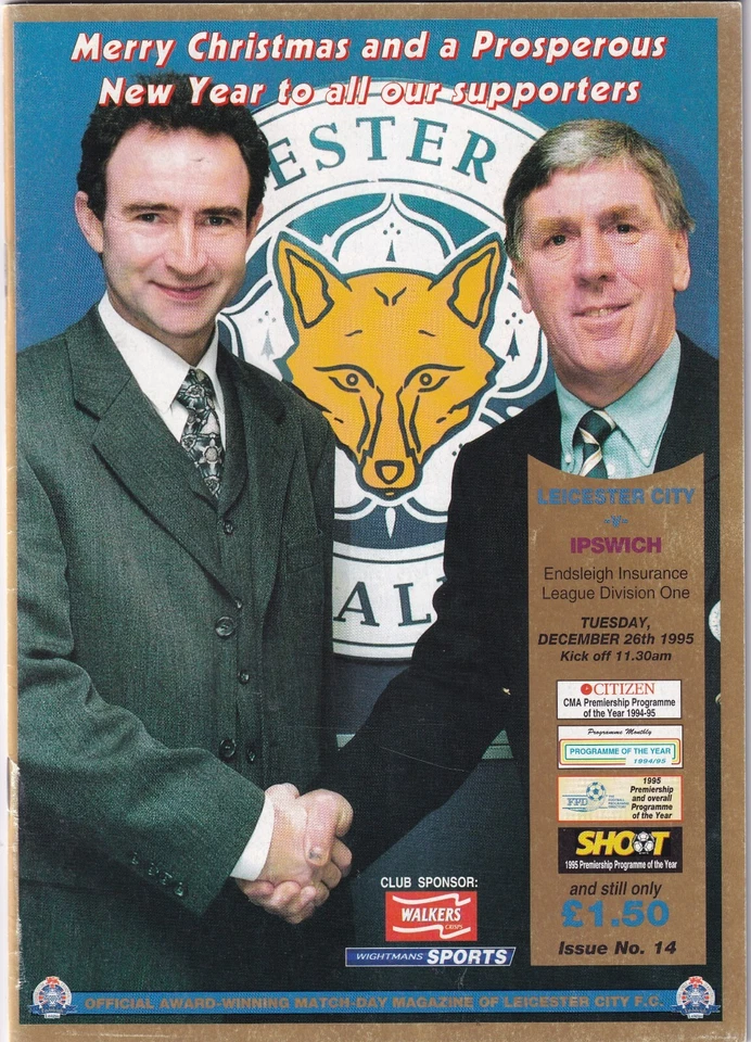 Leicester City v Ipswich Town Home & Away Progs 1995/96 inc Postponed Game - Image 1 of 3