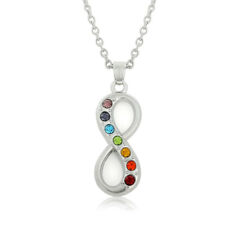 TEAMER Colorful Rhinestones Infinity Necklace Women Jewelry Chakra Pendant